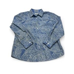 Orvis Men's Blue Paisley Long Sleeve Button Down Shirt‎ 100% Cotton